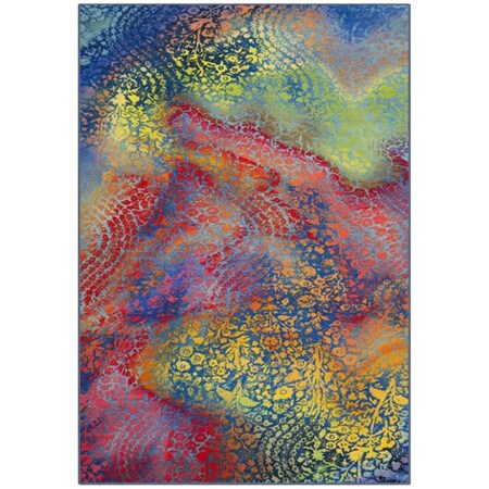 Safavieh 5 ft.-1 in. x 7 ft.-6 in. Medium Rectangle Paint Brush Power Loomed Rug; Blue & Coral PTB119B-5